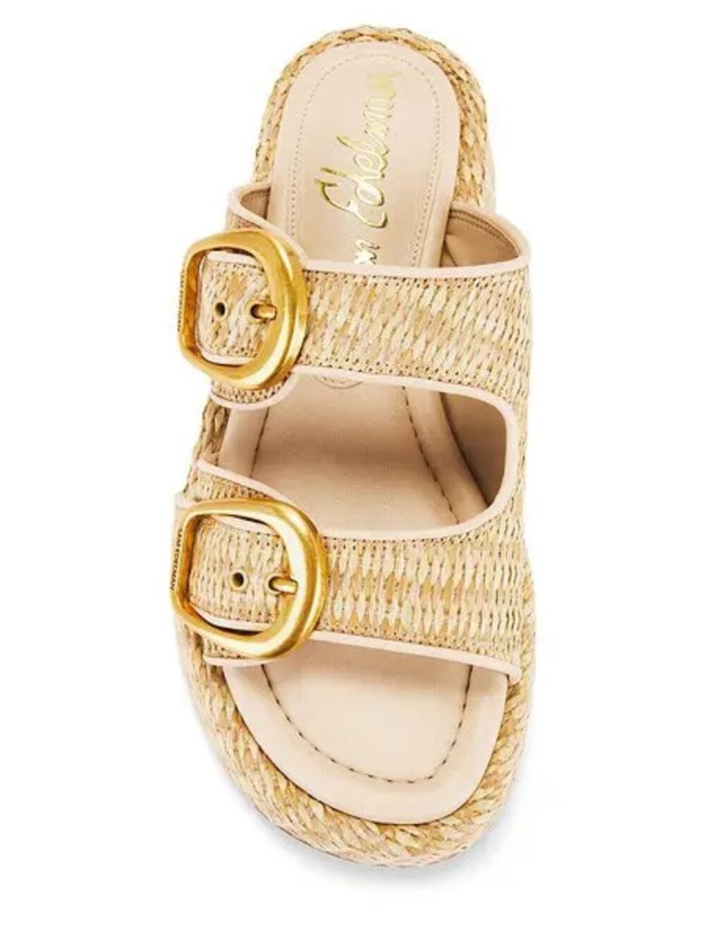 NWT Sam Edelman Nerissa Buckle Slide Flat Sandals Natural Size 5